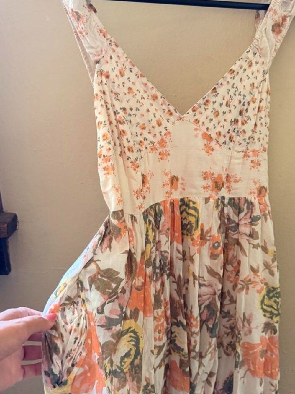 Warm Tone Floral Maxi Dress Sleeveless Boho Flowy Long Dress